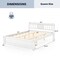 Wooden Platform Bed with Headboard and Wood Slat Support White